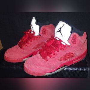 Retro 5 jordans red suede sz 4.5y fit 5.5/6 women